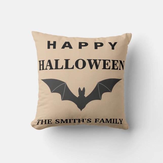 Almofada Bat do Feliz Halloween Personalizado (Frente)