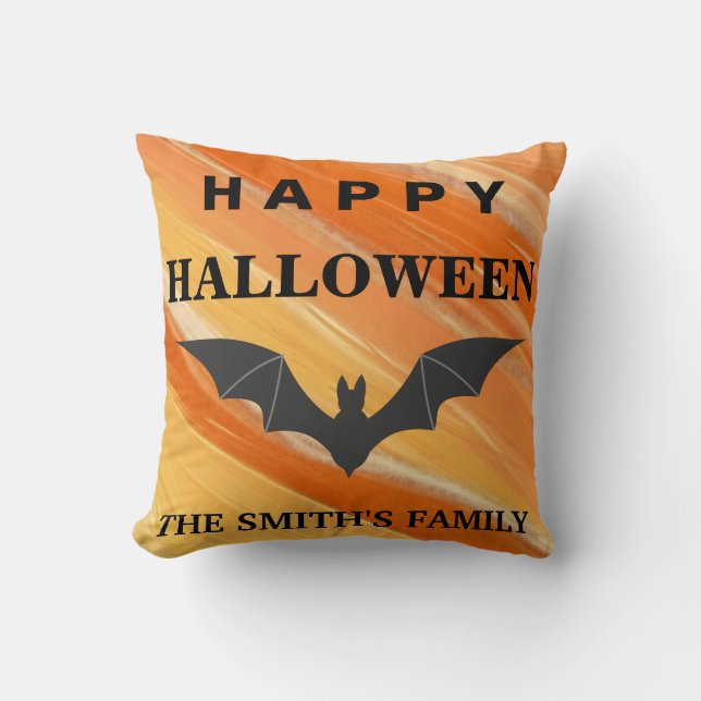 Almofada Bat do Feliz Halloween Personalizado (Frente)