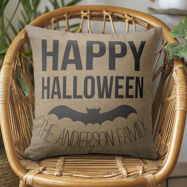 Almofada Bat Russo do Feliz Halloween Personalizado (Criador carregado)