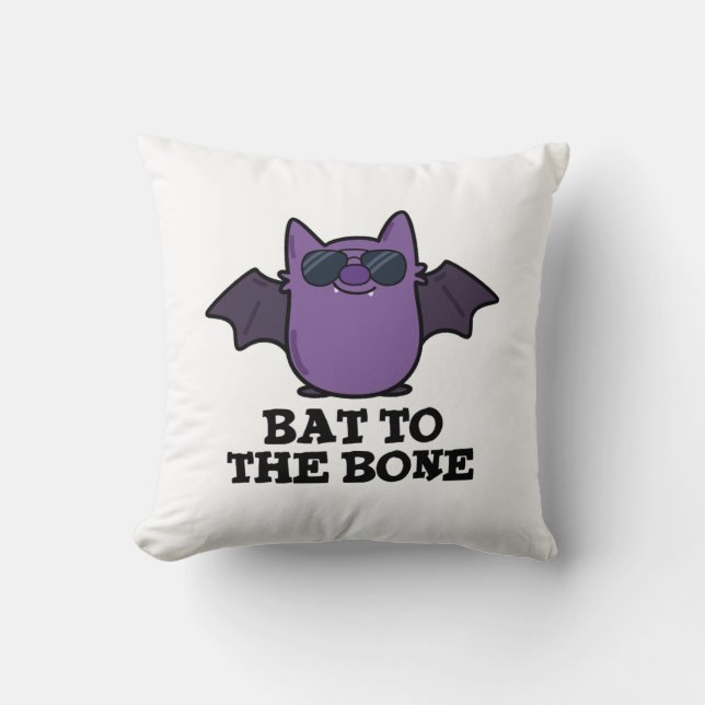 Almofada Bat To Bone Funny Animal Pun (Frente)