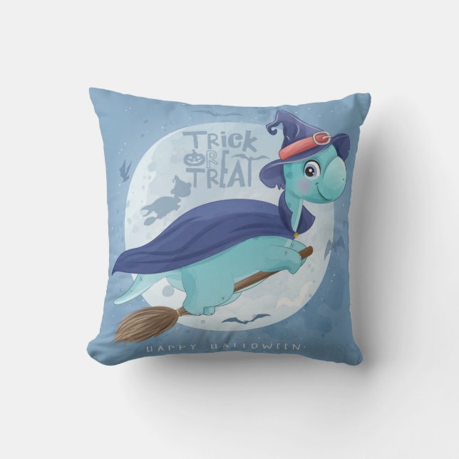 Almofada Bat Voador Da Bruxa De Feiticeira De Halloween (Frente)