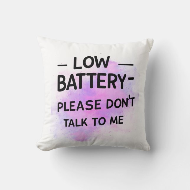 Almofada Bateria fraca, por favor, não fale comigo - Sarcas (Frente)