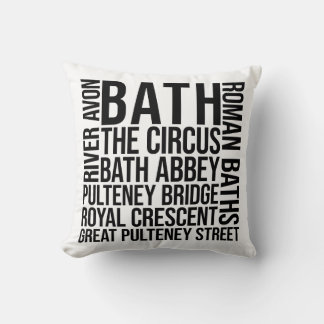 Almofada Bath, UK Landmarks Typografia - England Word Art