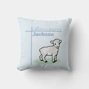 Almofada Batismo Blue Boy Lamb, Personalizável