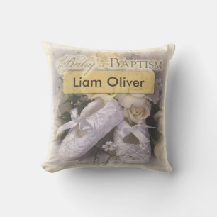 Almofada Batismo do bebê neutro, nome personalizável, Liam