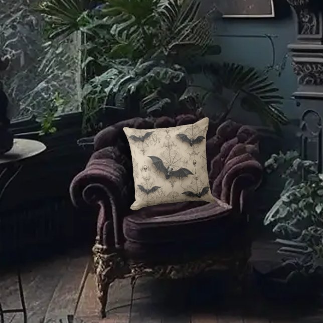 Almofada Bats & Spider Webs Gothic (Criador carregado)