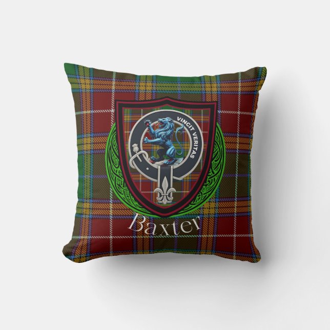 Almofada Baxter Scottish Clan Tartan Crest (Frente)