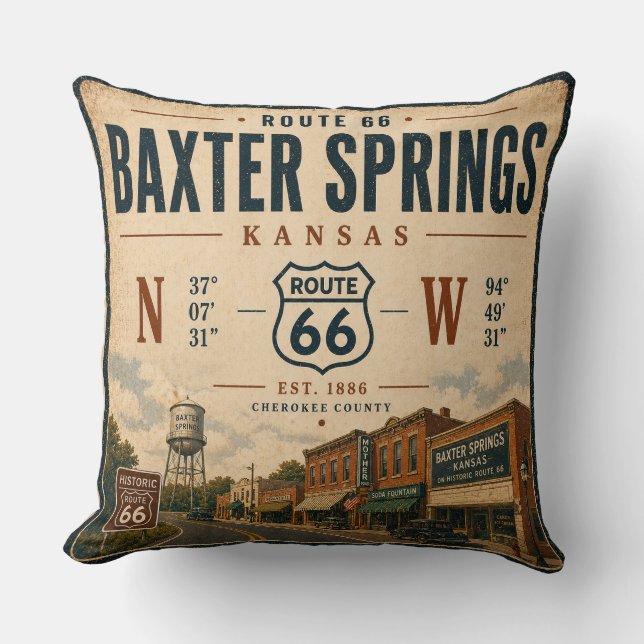 Almofada Baxter Springs Rota 66 Estilo de Vida (Frente)