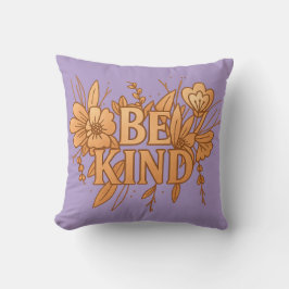 Almofada Be Kind | Gold Floral Inspirational Throw Pillow