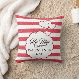 Almofada Be Mine Happy Valentine's Day Heart Chalk Stripes