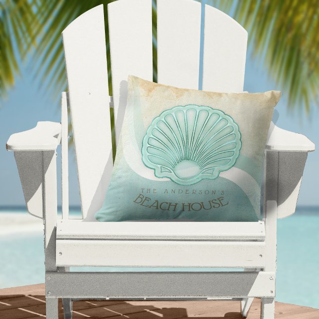 Almofada Beach House Clam Shell Aqua Blue ID623 (Criador carregado)