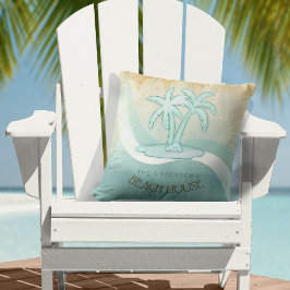 Almofada Beach House Palm Trees Aqua ID623