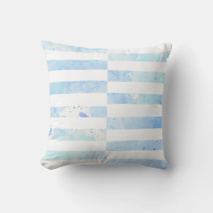 Almofada Beach Modern Watercolor Lixeira Azul n Branco