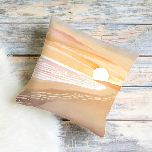 Almofada Beach Sunset Watercolor | Belo Amarelo (Criador carregado)