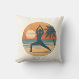 Almofada Beach Sunset Yoga Silhouette | Reversible Coastal