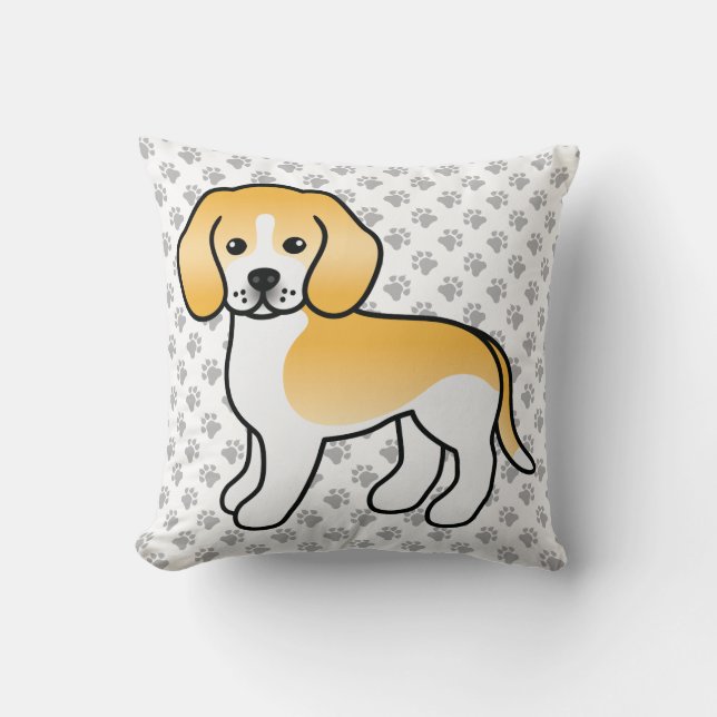Almofada Beagle Branco E Limão Cachorro De Desenho Animado  (Frente)