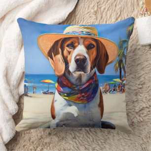 Almofada Beagle on Beach, presente de verão para amantes de