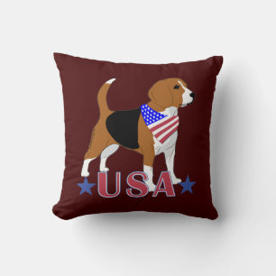 Almofada Beagle Vermelho Branco Azul EUA Patriótico Vermelh