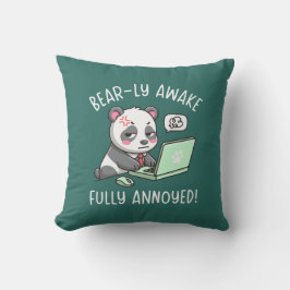 Almofada Bear-ly Awake Fully Annoyed - Panda Office Humor