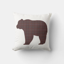 Almofada Bear Shape Plaid Brown Cabin Core