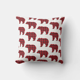 Almofada Bear Shaped Plaid Red Black Buffalo