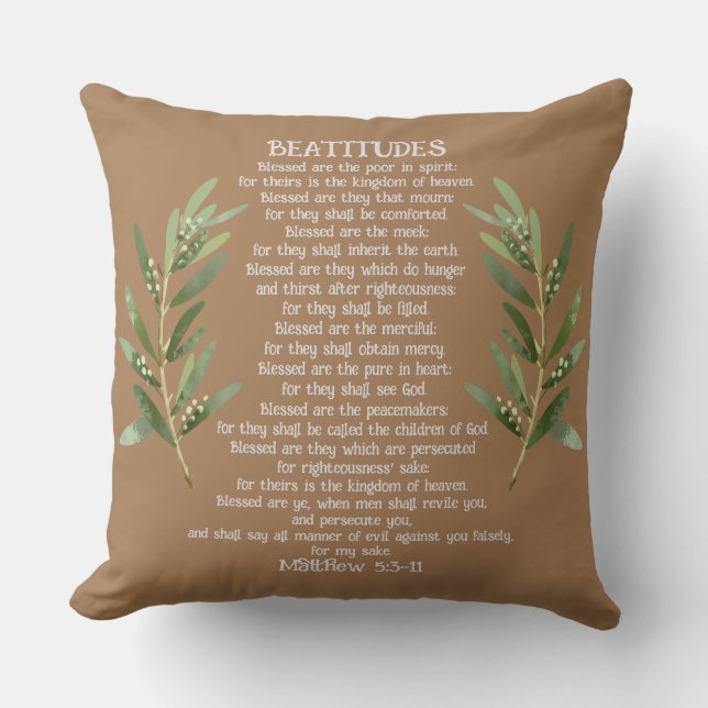 Almofada Beatitudes & Olive Branches Matthew 5:3-11 (Frente)