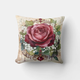 Almofada Beautiful Nostalgic Romantic Red Rose Victorian