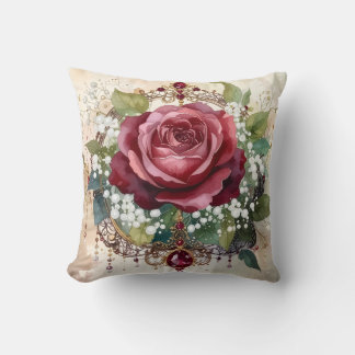 Almofada Beautiful Nostalgic Romantic Red Rose Victorian