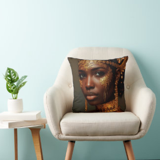 Almofada Beautiful Nubian Goddess in Gold