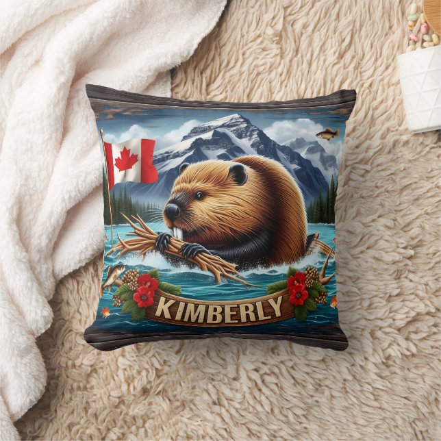 Almofada Beaver Canadense Com Bandeira Perto De Kimberly (Cobertor)
