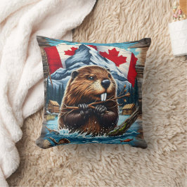 Almofada Beaver canadense com oceano azul