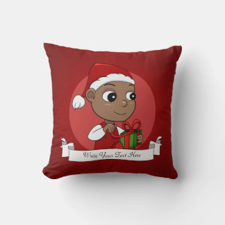 Almofada Bebê afro-americano bonito com chapéu de Papai Noe