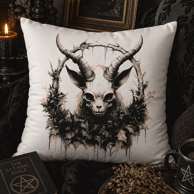 Almofada Bebê Baphomet Oculto Gótico Botânico Escuro (Criador carregado)