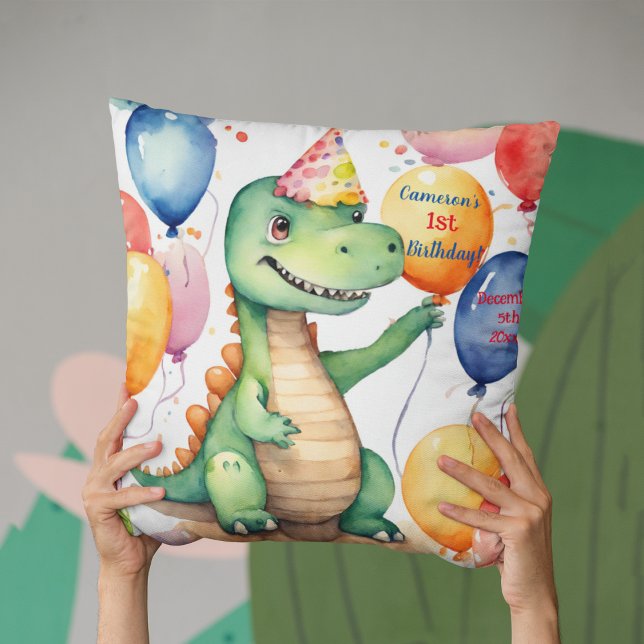 Almofada Bebê Dinossauro Neutro Personalizado Aniversário (Criador carregado)