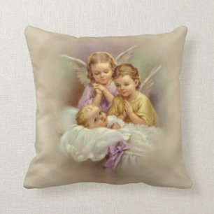 Almofada Bebê dos querubins do anjo-da-guarda no vintage d