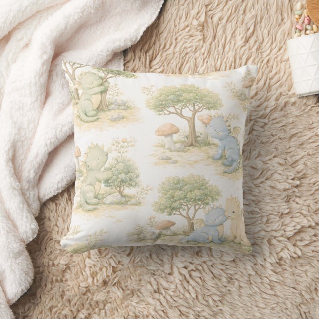 Almofada Bebê Dragão Fofo Padrão Floresta Pastel (2) (Cobertor)