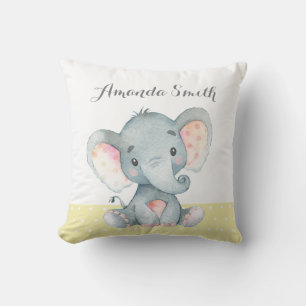 Almofada Bebê Elefante Amarelo e Cinza