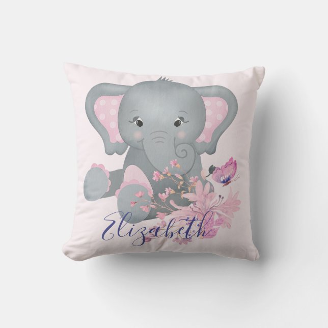Almofada Bebê elefante aquarela fofa (Frente)