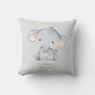 Almofada Bebê Elefante e Nome em Aquarela Fofa