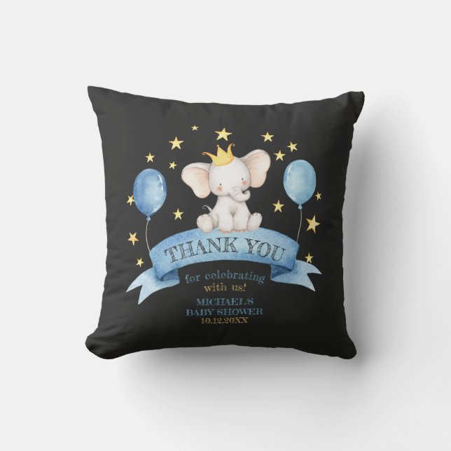 Almofada bebê elefante giz preto ESTRELAS E BALÕES (Frente)