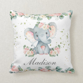 Almofada Bebê-Elefante Rosa-Cor-de-Rosa-Floral Enfermeiro