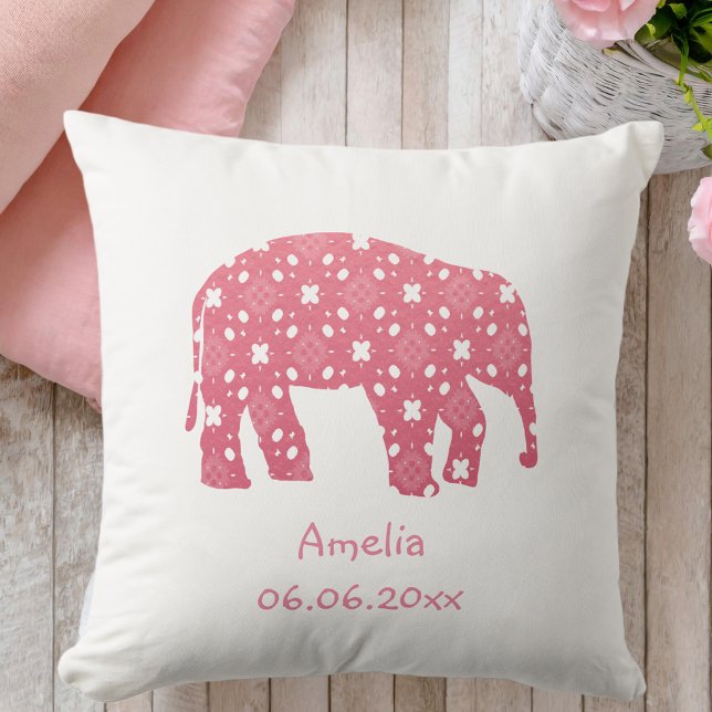 Almofada Bebê elefante rosa personalizado (Criador carregado)