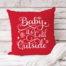 Almofada Bebê Está Frio Fora da Cota de Natal Vermelho