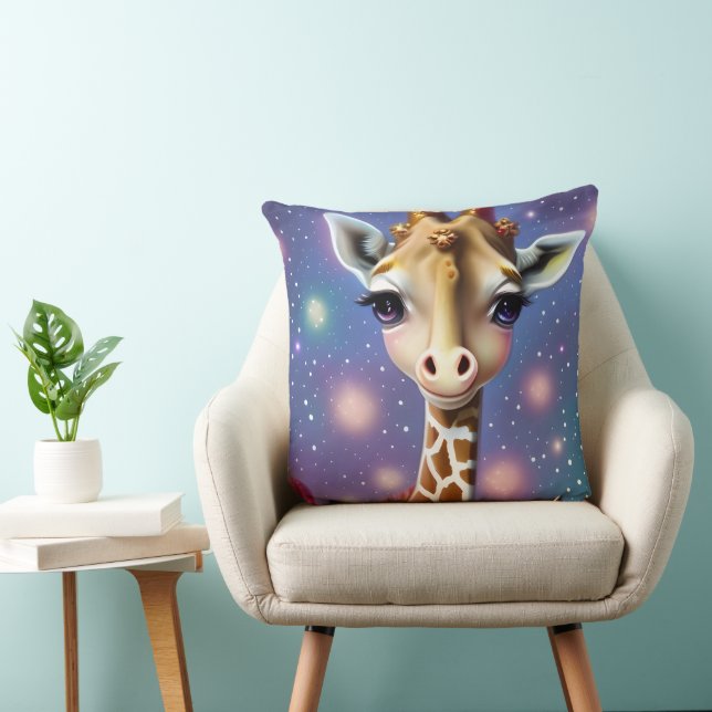 Almofada Bebê Girafa Adorável com Azevinho e Brilho (Cadeira)