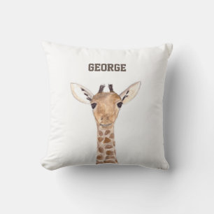 Almofada Bebê girafa fofa animais aquarela Selva