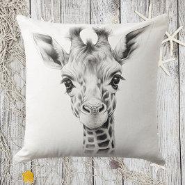Almofada Bebê Girafa Preto e Branco Travesseiro Quadrado de