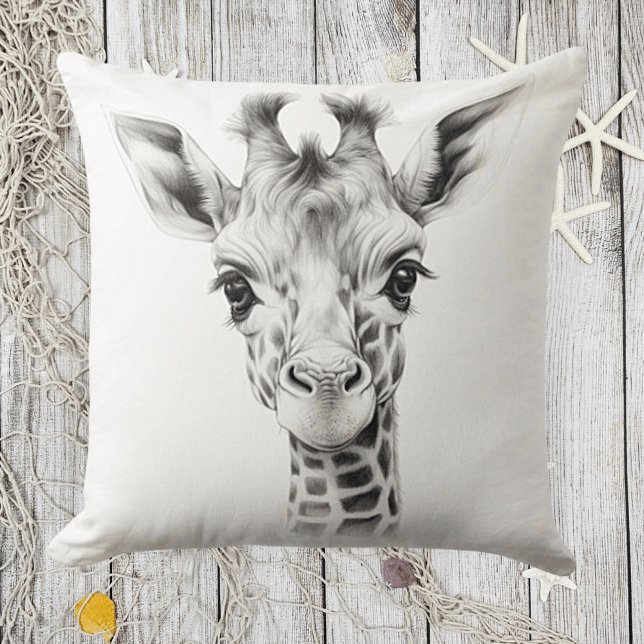 Almofada Bebê Girafa Preto e Branco Travesseiro Quadrado de (Criador carregado)