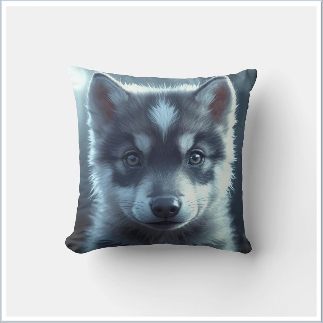 Almofada Bebê Lobo Adorável ao Luar (Criador carregado)
