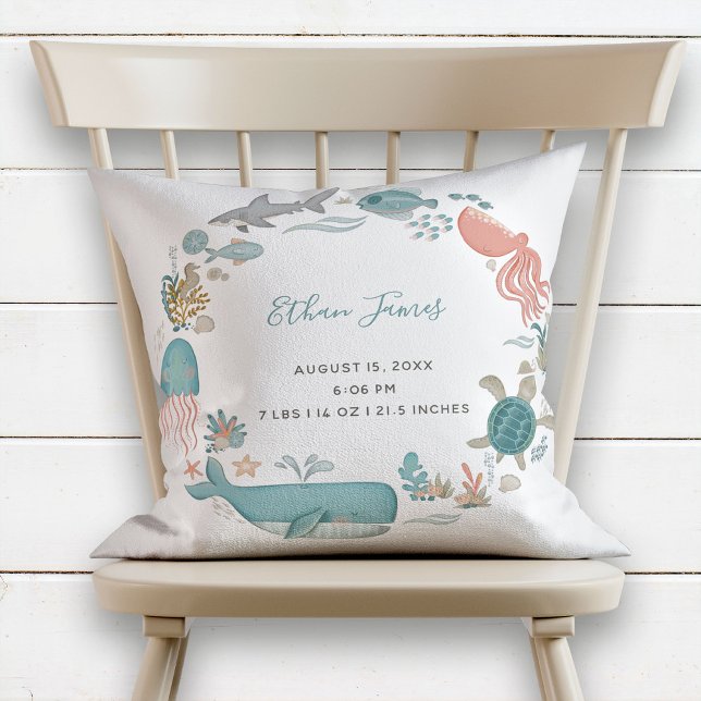 Almofada Bebê Menino Sob O Mar Estatuam Em Bicho (Criador carregado)