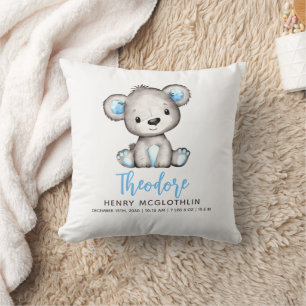 Almofada Bebê Menino Urso Azul Simples Fofo